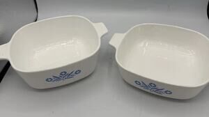 CorningWare Blue Cornflower 1 Qt & 1.5 Qt Casserole Dishes No Lids Set 2